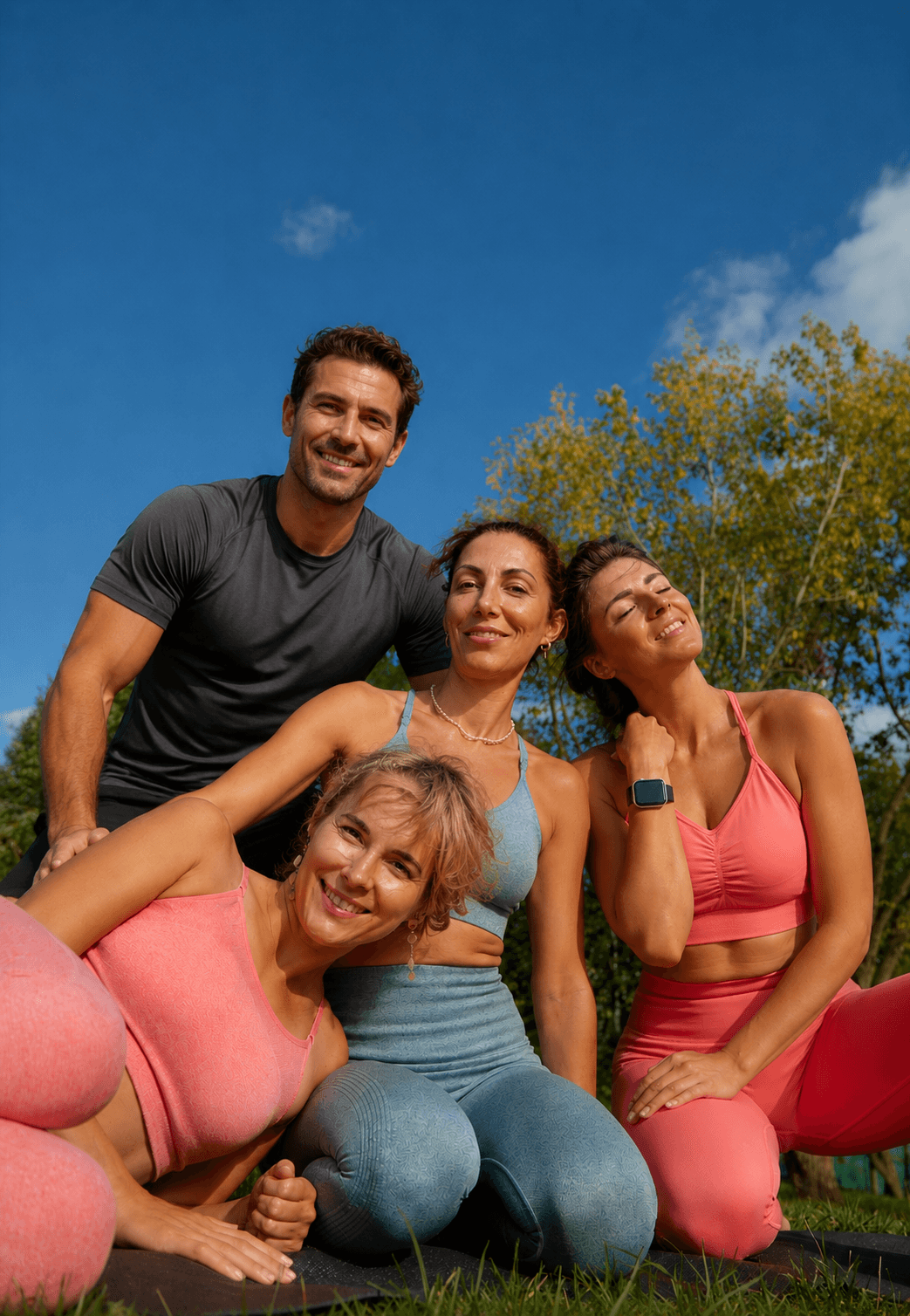 Groep mensen tijdens yoga in het park
